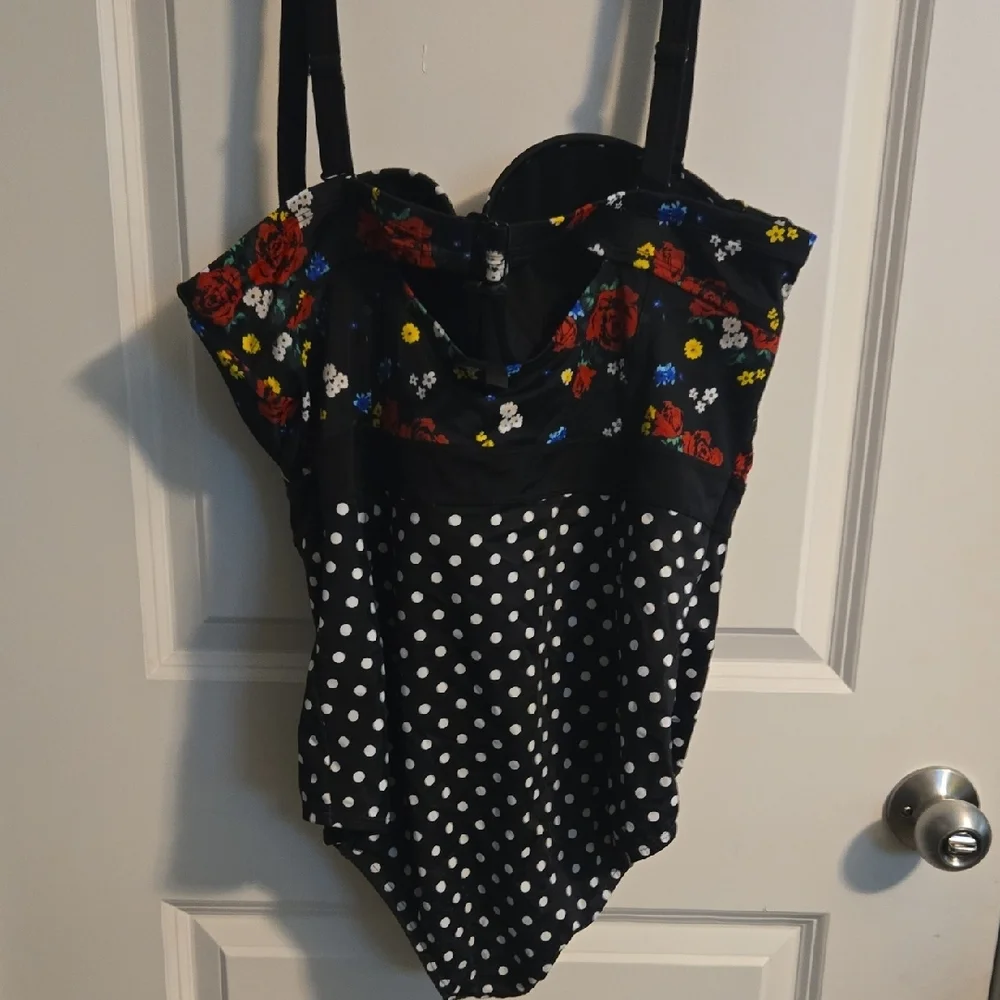 Torrid Black Floral Swimsuit